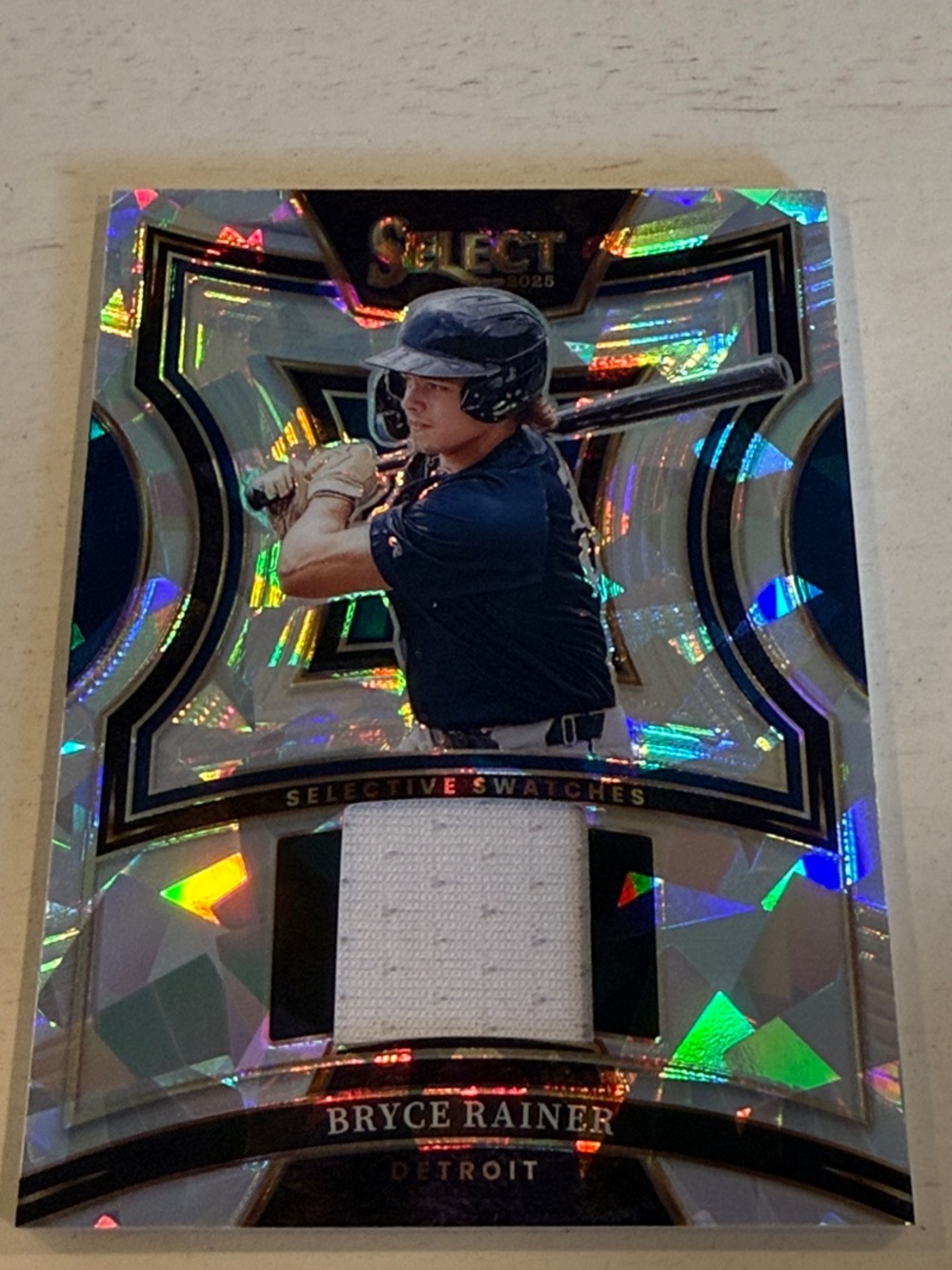 Panini Bryce Rainer Blue/Gold Memorabilia Prizm Refractor Card game day Jersey